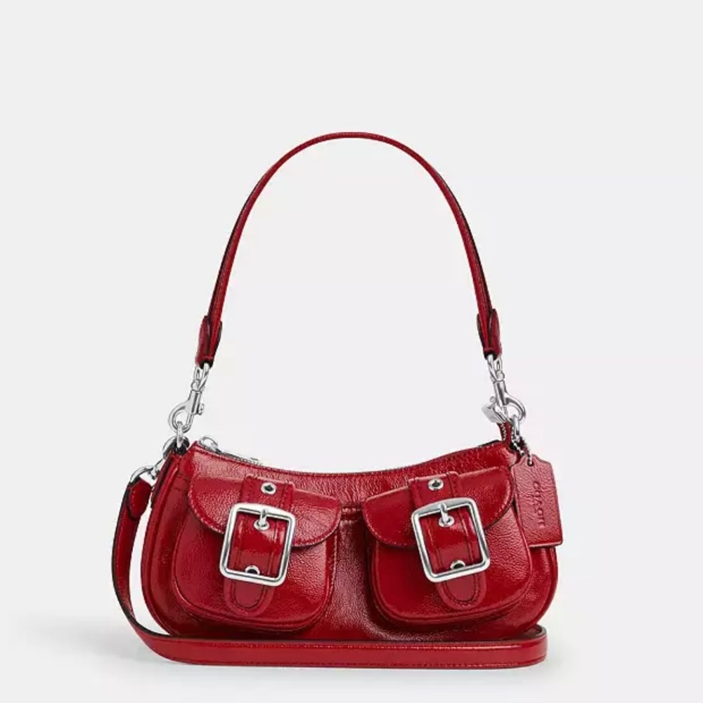 COACH Ashton Baguette Bag - Dark Cardinal/Silver